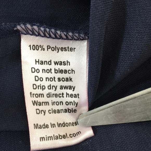 MLM Blouse Womens Small Navy Off The Shoulder Short Sleeve Top Silky Ruffle - Picture 10 of 13